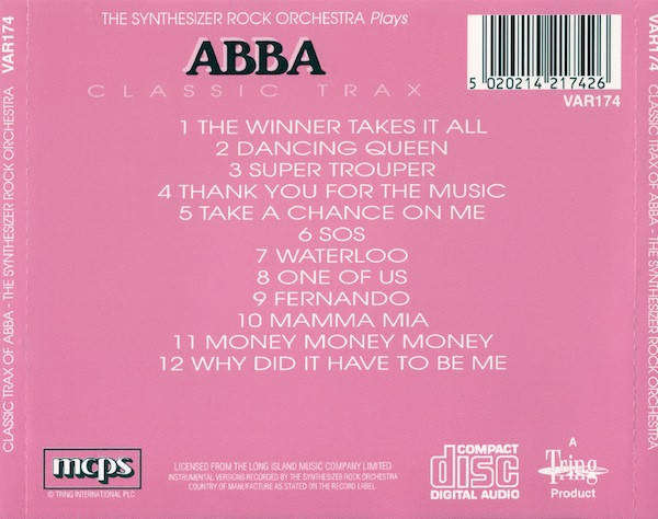 The Synthesizer Rock Orchestra Plays Abba Classic Trax