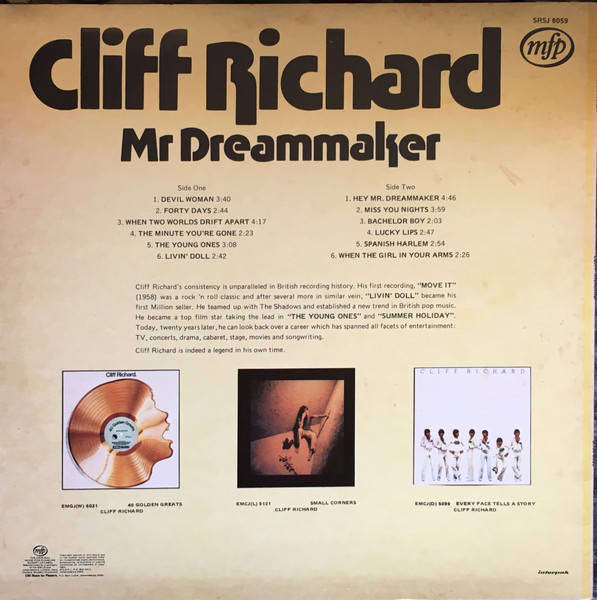 Cliff Richard - Mr Dreammaker (Vinyl LP SRSJ8059) VG+/VG+