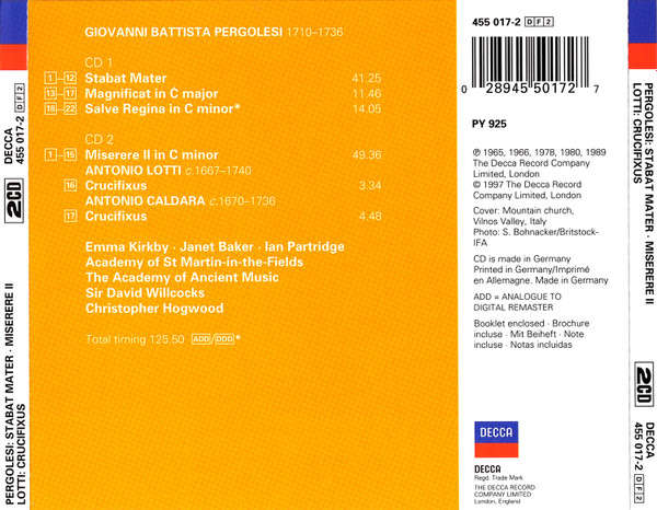 Pergolesi Stabat Mater · Misere II  Lotta: Crufixu (CD Double)