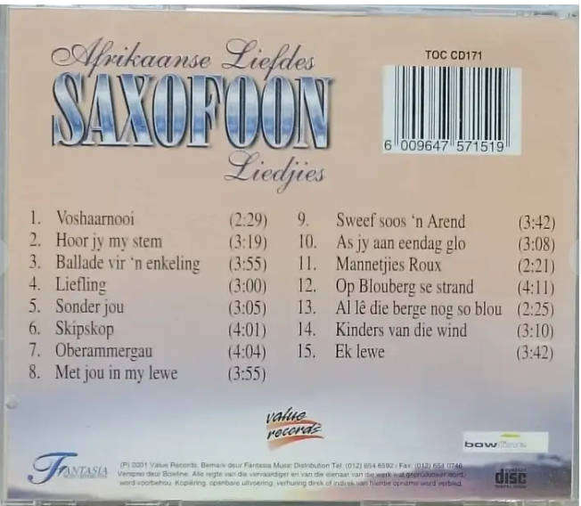 Afrikaanse Liefdes Saxofoon Liedjies (CD)