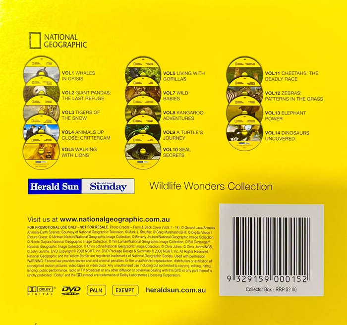 National Geographic Herald Sun Wildlife Wonders DVD Collection Vol 1 to 14