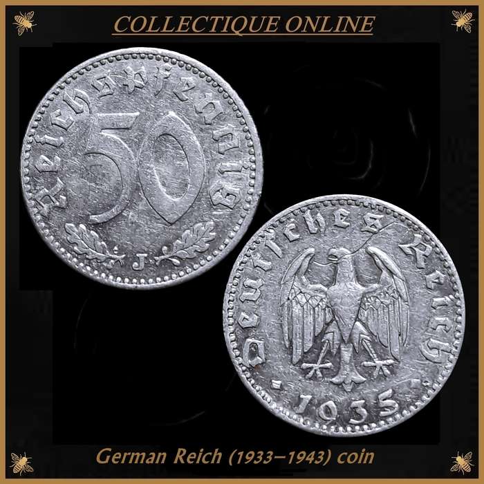 Third Reich : German Reich (1933-1943) : 50 Reichspfennig 1935 (J) : 3 of 3 Coin in Good Condition
