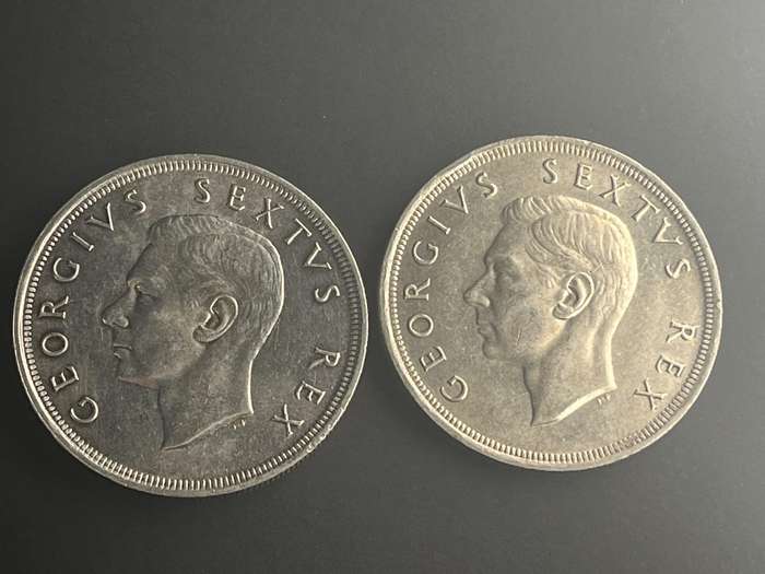 2 x 300th anniversary founding of Cape Town. Five shilling .500 silver