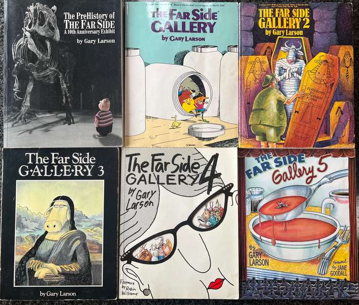 6 Comic Books! The Far Side Gallery Set Including The PreHistory of The Far Side by G Larson