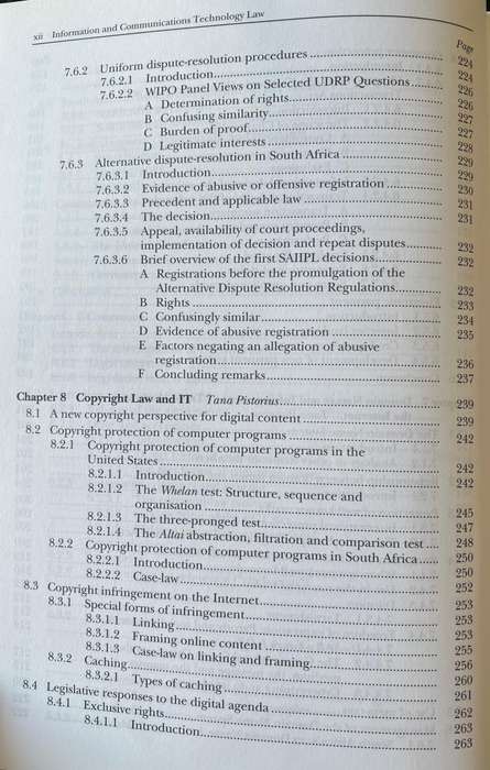Information and Communications Technology Law by D van der Merwe, A Roos, T Pistorius and S Eiselen