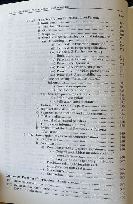 Information and Communications Technology Law by D van der Merwe, A Roos, T Pistorius and S Eiselen
