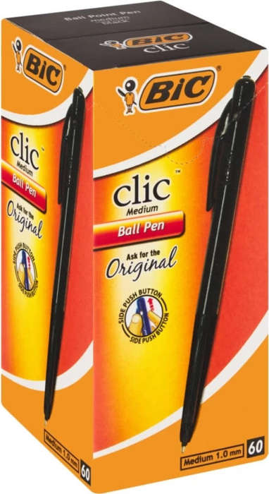 Bic Clic Ball Pen  (Pack of 60, Black)