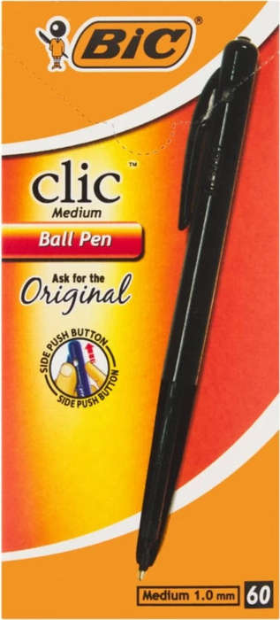 Bic Clic Ball Pen  (Pack of 60, Black)