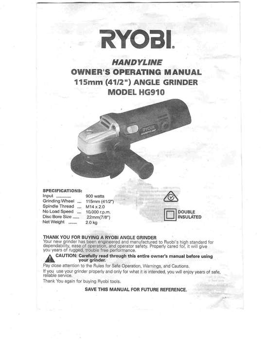 RYOBI ANGLE GRINDER