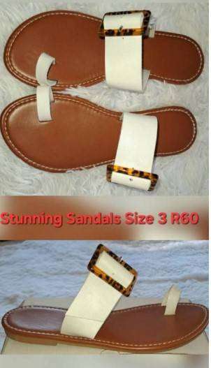 Stunning White Flat Sandals    Size 3 - Condition Like New