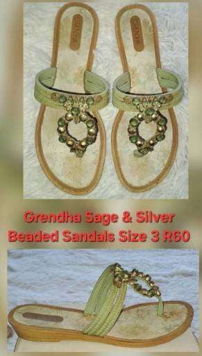 Grendha - Sage & Silver  Flat Sandals    Size 3 - Condition Like New
