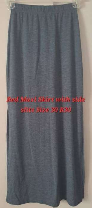 Red- Maxi Skirt with side slits - Size 30-  Like New