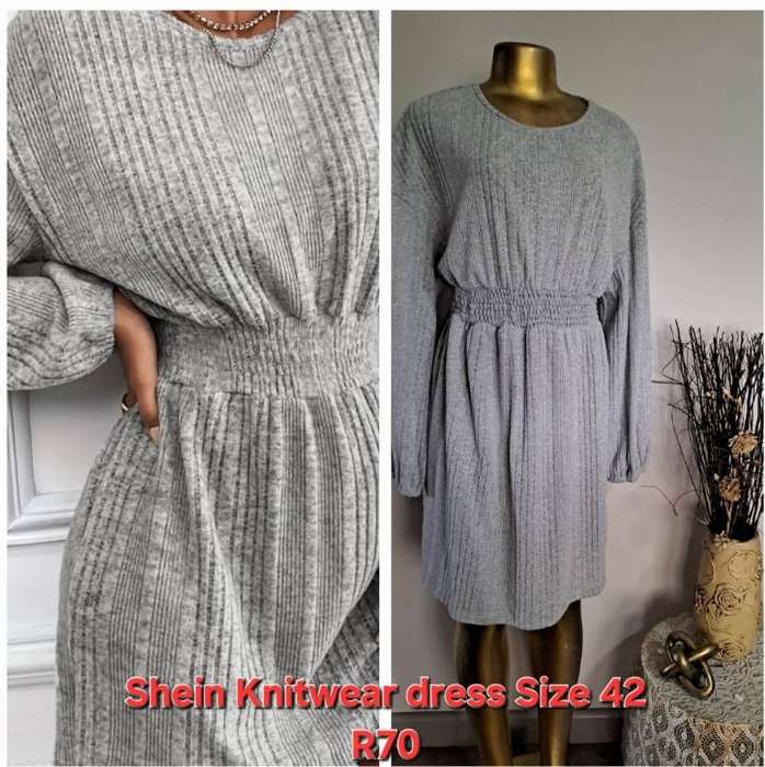 Shein - Light Grey Dress - Knitwear - Size 42-  Like New