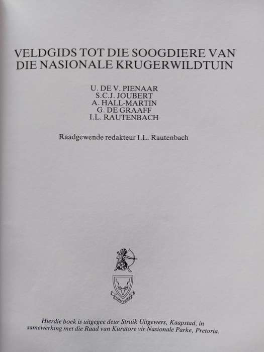 Veldgids tot die Soogdiere  van die Nationale Krugerwildtuin