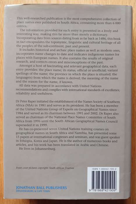 A New Dictionary of South African Place Names by Peter E. Raper