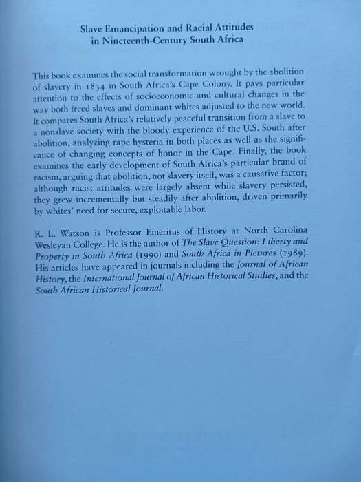 Slave Emanicipation and Racial Attitudes in Nineteeth-Century South Africa