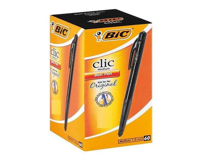 BIC Clic Medium Ballpoint Pens, Black (Box of 60)