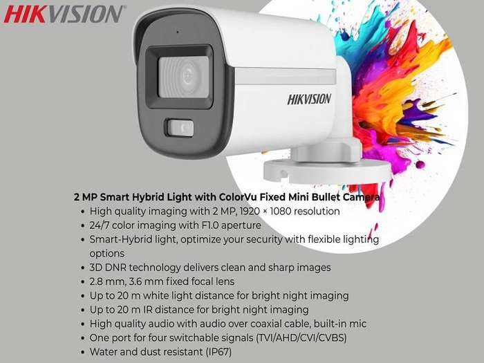 Hikvision 4-Ch ColorVu CCTV Kit with 1TB HDD, Zatech RG59 Cable Roll and JB