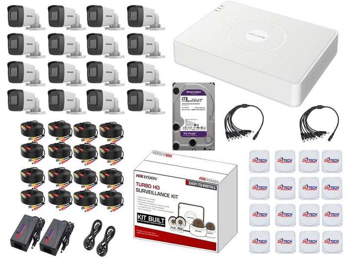 HIKVISION 16CH DVR Kit with 2MP Cameras, Zatech Cables & Junction Boxes