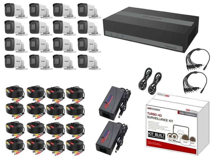 Hikvision 16CH ESSD DVR Kit, 16x 2MP Cameras, Cables, PSU, ZATECH Set