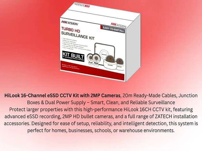 Hikvision 16CH CCTV Kit with eSSD DVR, 2MP Cameras & 20m Cables