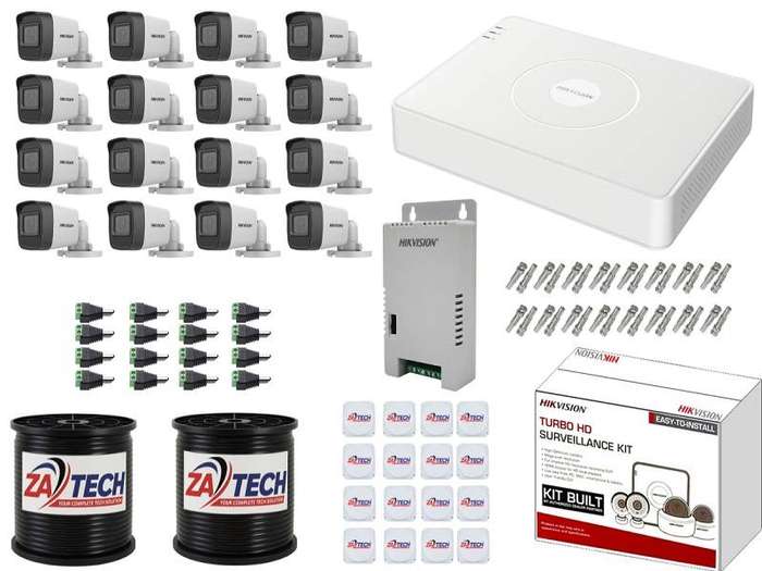 HIKVISION 16CH DVR Kit with 2MP Cameras, Zatech Cables, PSU & Boxes