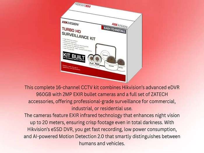 Hikvision 16CH eDVR CCTV Kit with ZATECH Cabling  Full Solution