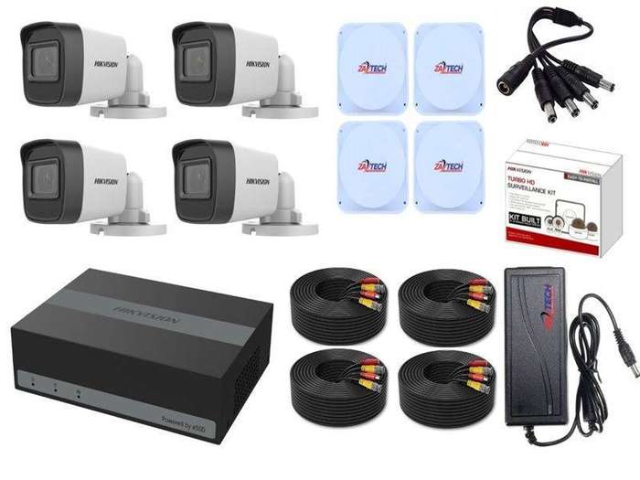 HiLook 4 Channel CCTV Kit 4 Cameras, DVR, ZATECH Cables & Junction Boxes