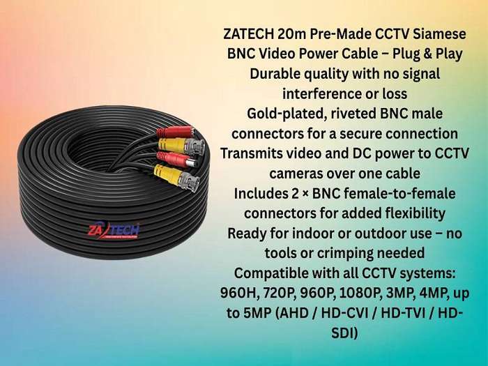 Hikvision 4CH CCTV Kit with 2MP Cameras, 20m Cables & Junction Boxes