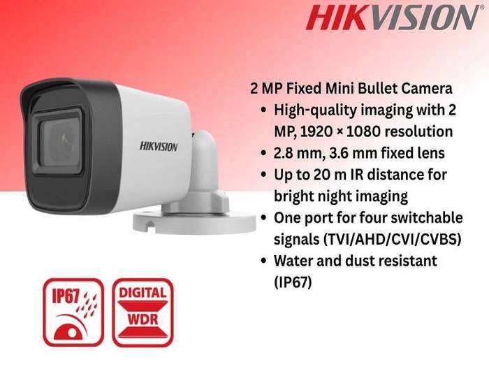 Hikvision 8CH 2MP CCTV Kit with Ready-Made Cables & Zatech Junction Boxes