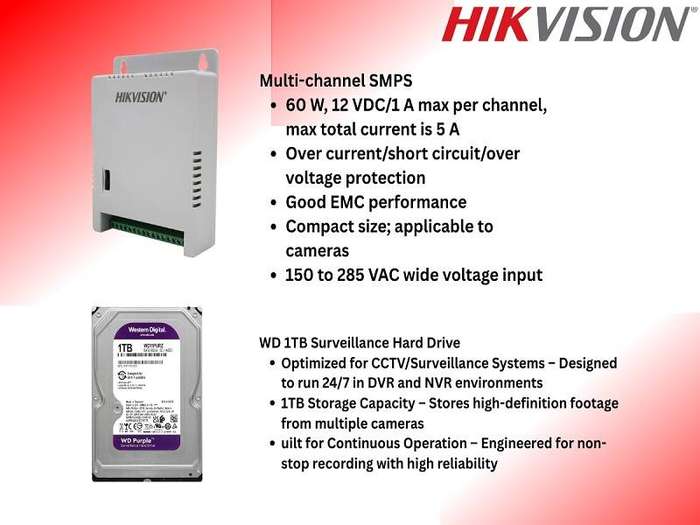 Hikvision 2MP 8CH Full Security Kit With 1 TB HDD & Zatech Junction Box