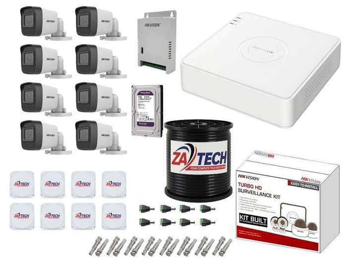 Hikvision 2MP 8CH Full Security Kit With 1 TB HDD & Zatech Junction Box