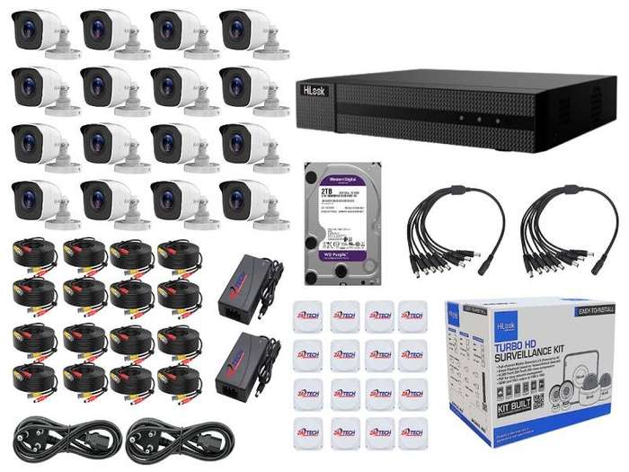 HiLook 16CH DVR Kit with 2MP Cameras, Zatech 20m Cables & Junction Boxes