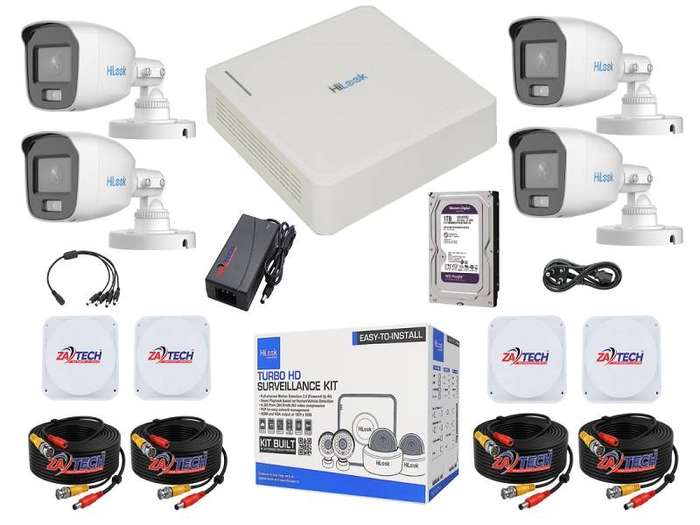 HiLook 4-Channel ColorVu CCTV Kit with 1TB HDD, Zatech ready Cables& JB