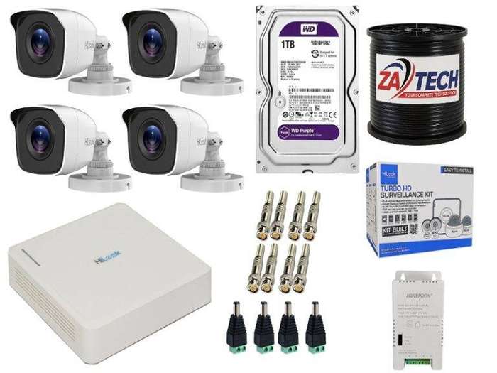 Hilook 4CH CCTV Kit with 2MP Cameras & 100m ZATECH Cable  Full Set
