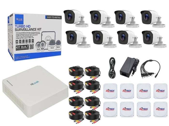 HiLook 8CH 2MP CCTV Kit with Ready Cables & Zatech Junction Boxes