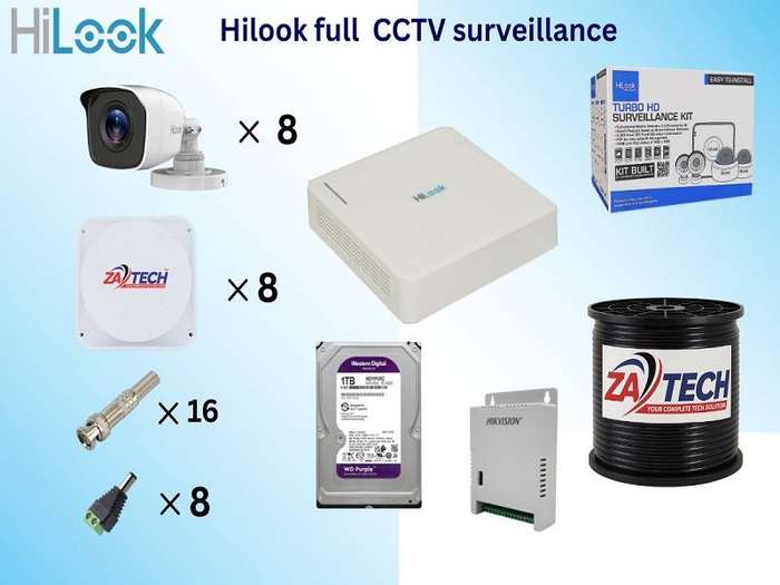 HiLook 8CH 2MP Full CCTV Kit With 1 TB HDD and Zatech Junction Boxes