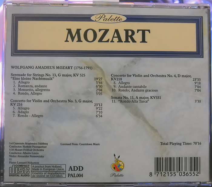 MOZART eine kleine nachtmusik CD