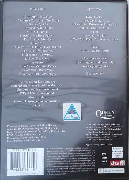 QUEEN Greatest Video Hits 1 2DVD