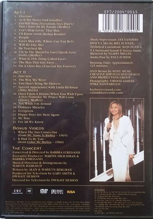 BARBRA The Concert dvd