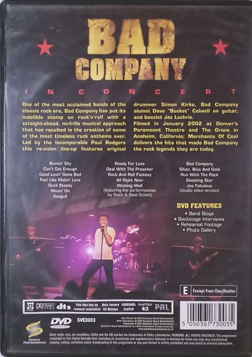 BAD COMPANY In Concert DVD