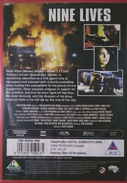 NINE LIVES Wesley Snipes DVD