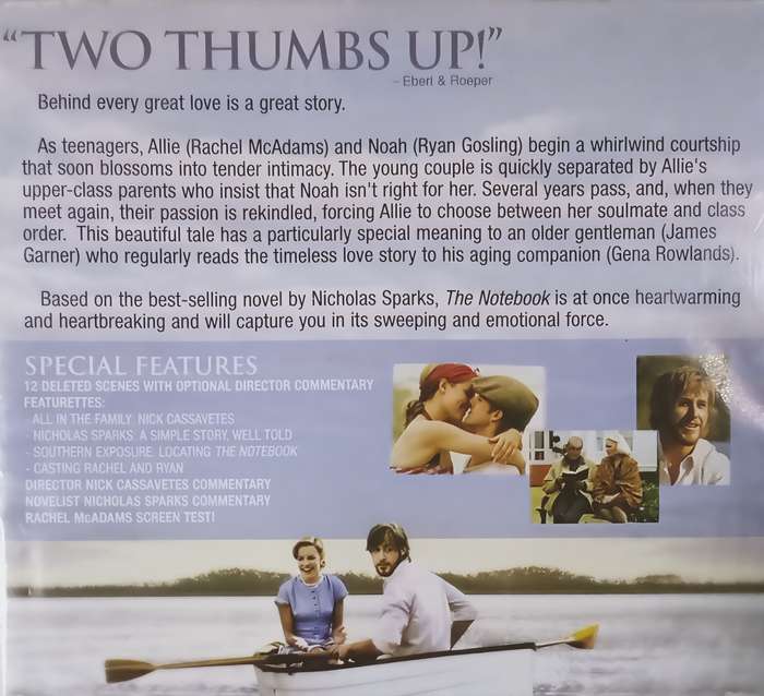 THE NOTEBOOK Ryan Gosling DVD