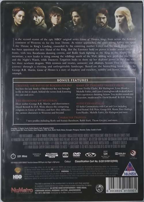 GAME of THRONES Second season DVD