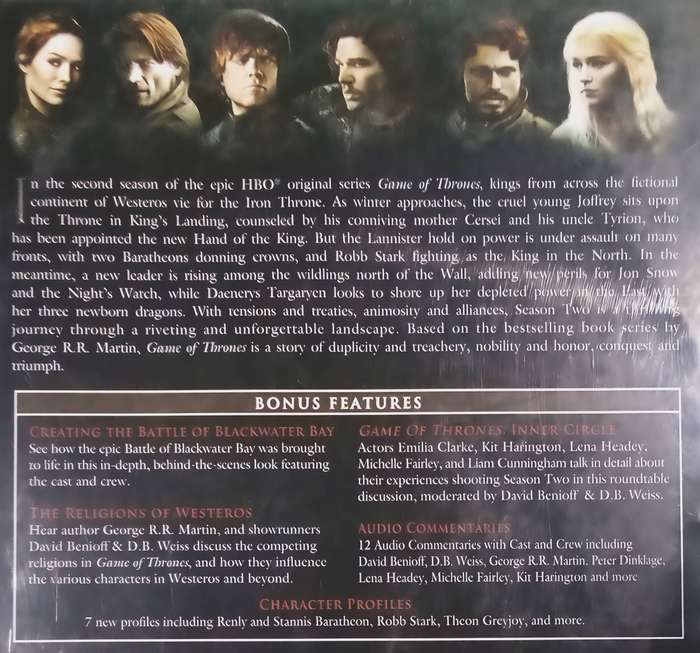 GAME of THRONES Second season DVD