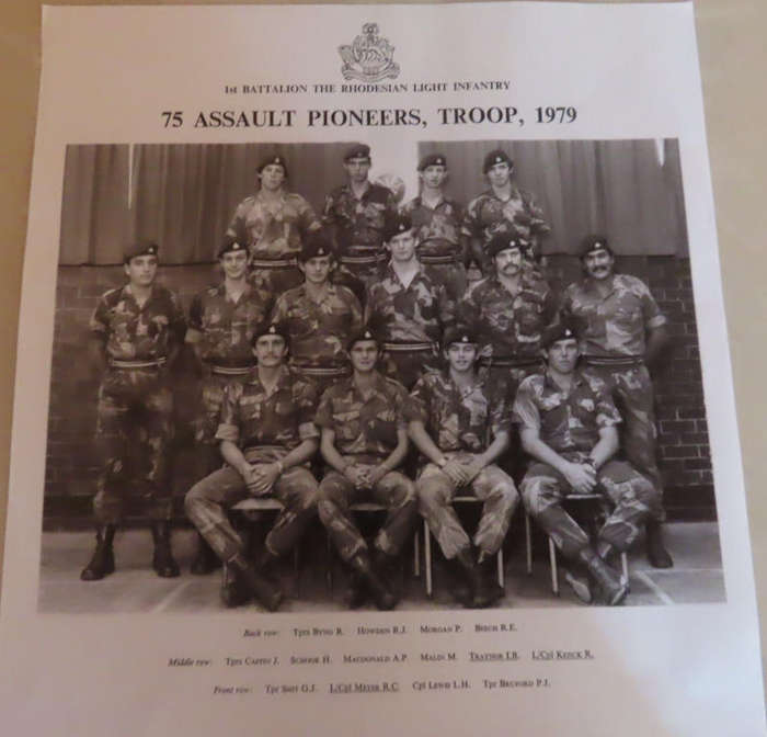 Rhodesia-Bush War-1st Battalion Rhodesian Light Infantry -75 Assault Pioneers Troop 1979 Copy Photo