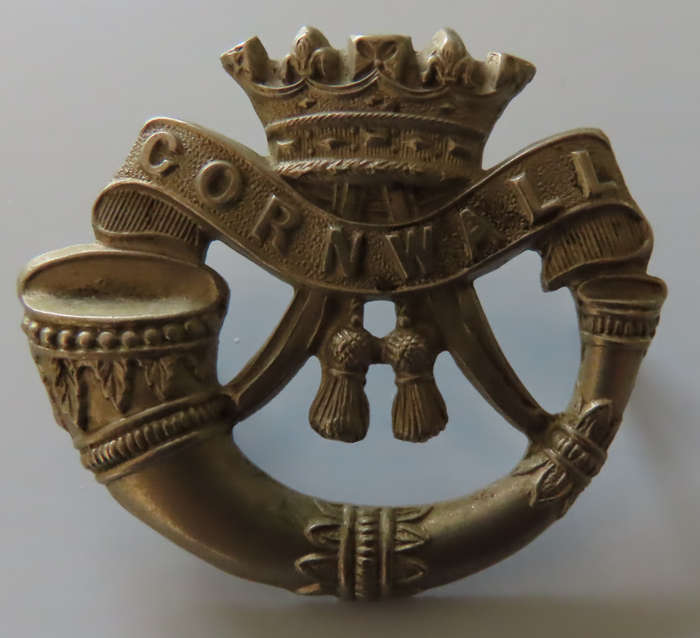 Great Britain -Duke of Cornwalls Light Infantry White Metal Cap Badge