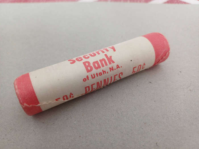 Coin Roll of sealed USA pennies (cents) - First Security Bank of Utah