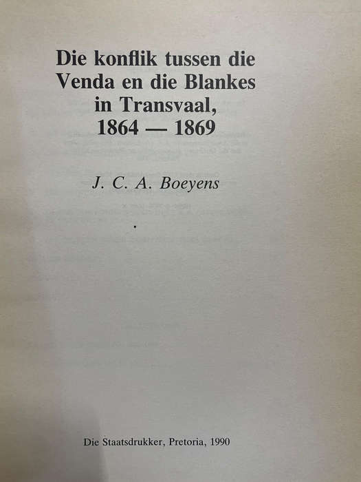 Argiefjaarboek 1990 II. Konflik tussen Venda en Blankes. Boeyens & Lichtenburgse  Diamantdelwerye