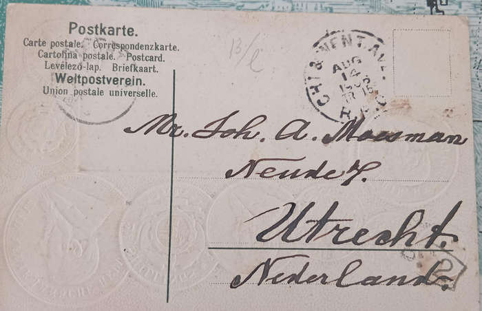 Africana-Postcard addressed to the artist,J A Moesman
